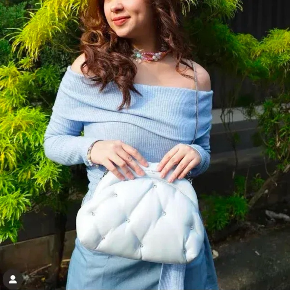Kate Spade Light Blue Iridescent Quilted Cloud Novelty Clutch/Crossbody